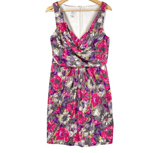 Suzi Chin Floral Dress Maggy Boutique Women 10 Pink V-Neck Sheath
