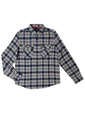 Perry Ellis Men's America Long Sleeve Plaid Flannel Shirt Steel Heather
