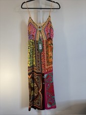 NWT Farm Rio Multicolor Mixed Scarves Ecovera Mini Dress SIZE LARGE NEW WITH TAG