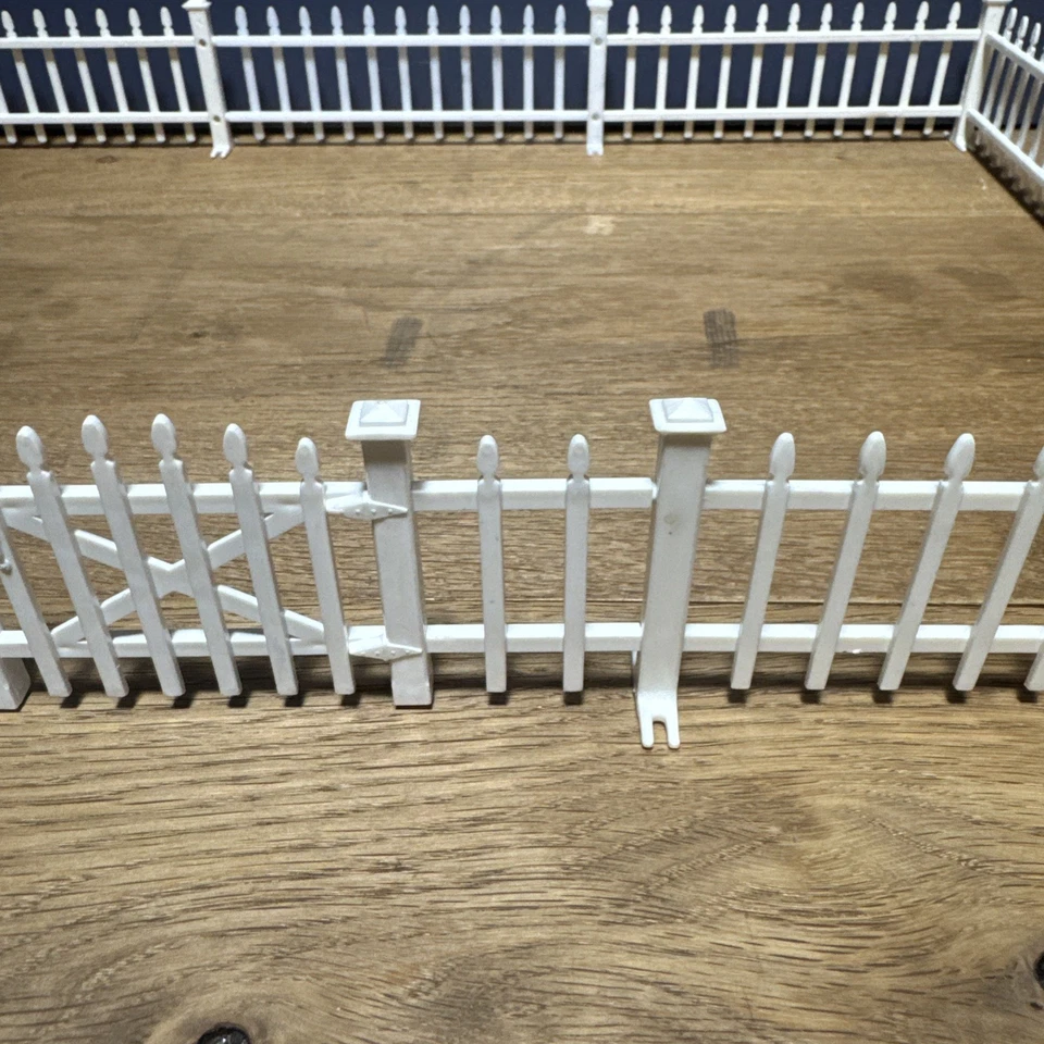 10 cercas de piquete brancas vintage PLASTICVILLE 1-C 6" x 2 trem/aldeia de Natal - Imagem 4 de 4