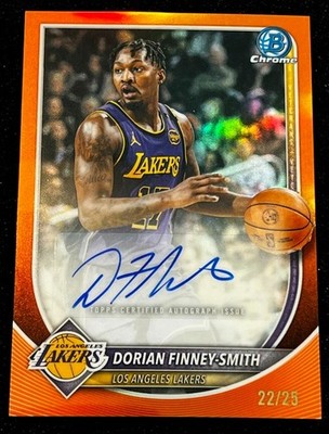 2025-26 Bowman U Dorian Finney-Smith Orange Refractor Auto #'d 22/25 LA Lakers