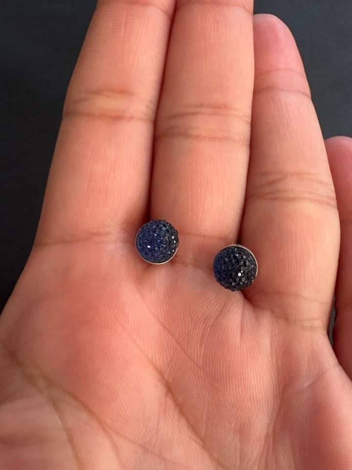 925 Sterling Silver Earrings Blue Crystal Birthstone Sparkly Post Stud Earrings - image 3 of 4