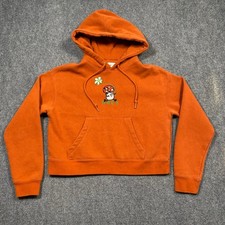 Obey Kids Orange Mushroom Flower Graphic Cropped Hoodie Sweatshirt XS