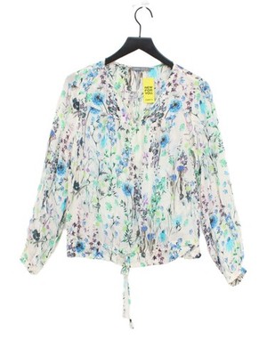 Laura Ashley Damen Bluse M weiß geblümt 100% andere Langarm V-Ausschnitt Basic