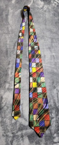 Gail MacKenzie Necktie Mens Multicolor Hand Marbled Silk Made In USA 