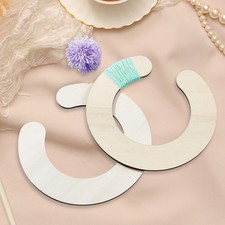 2 Pieces Wood Pom Pom Maker Set Semi-circular Shaped Knitting Tool Portable Yarn