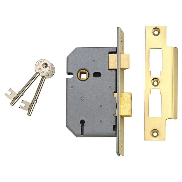 UNION 2277 3 Lever Mortice Sashlock Polished Brass 77.5mm 3in Visi