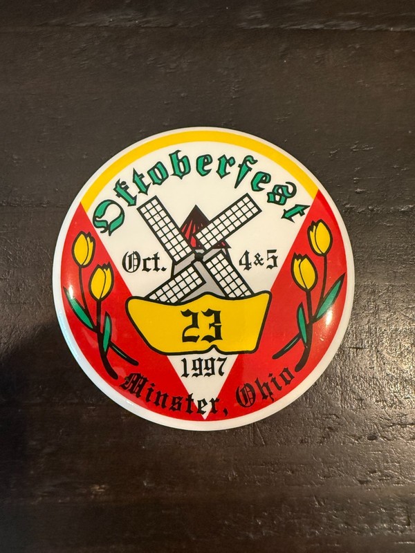 23rd Oktoberfest Minster Ohio 1997 Pinback Button Oct 4&5 1997