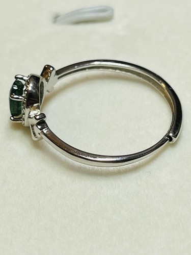 925 Sterling Silver Natural Green Emerald Arrows CZ Diamonds Ring - Picture 7 of 12