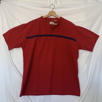 Vintage Basic Concept Mens Dress 100% Cotton Red Polo Shirt Size XL