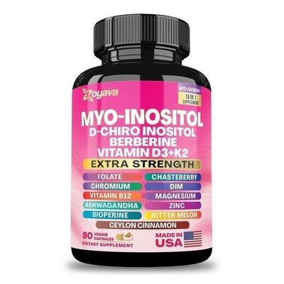 `Zoyava Myo-Inositol D-Chiro Inositol Berberine D3+K2 - 90 Caps - Free Shipping