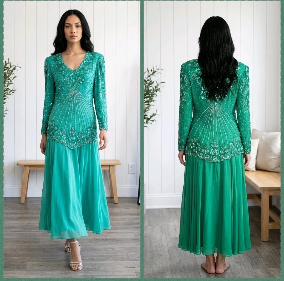 pure silk green women dress 25+ Formal 100% Vintage Dresses for for sale _okendo:syndication_key:CL135035005
