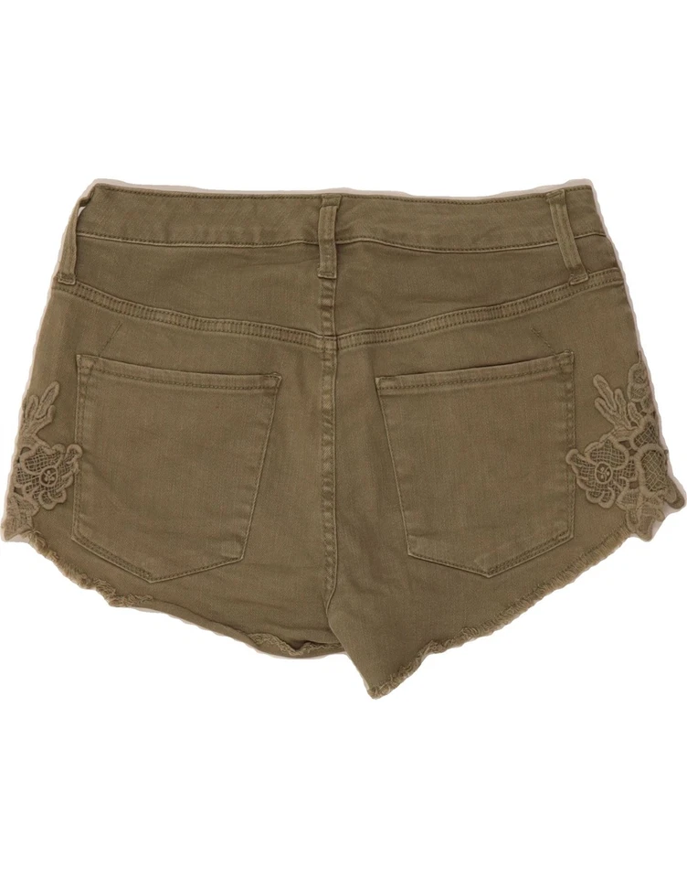 MOSSIMO Womens High Waist Denim Shorts US 10 Large  Khaki Floral Cotton DB07 - Image 2 of 3