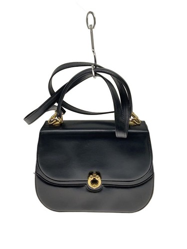 Gucci Shoulder Bag Handbag Leather Blk Used