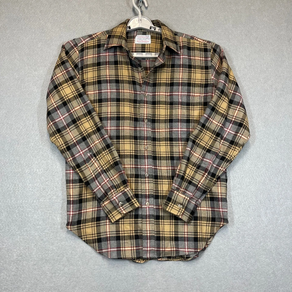 VTG Viyella Flannel Shirt Mens Small Brown Wool Scotland Norm Thompson USA Made - Image 2 of 4