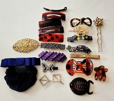 21 Mostly Vintage Hair Clips Barrettes  Faux Tortoise Shell  Rhinestone ...