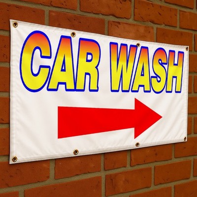 AUTOWASCHRICHTUNG PFEIL BANNER SCHILD WASSERDICHT wasserdicht mit Ösen