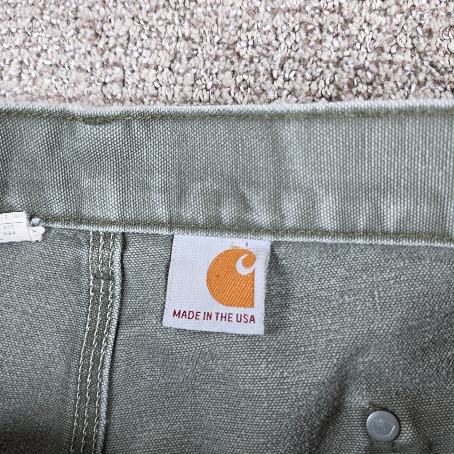 Carhartt B01 Mos Moss Green Double Knees Mens Pants Carpenter Canvas Distressed thumbnail 12