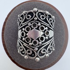 VTG Sterling Silver 925 Bohemian Filigree Wide Band Scroll Design Ring Size 6