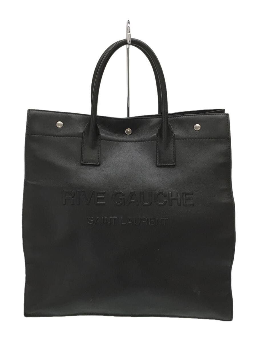 SAINT LAURENT TOTE BAG NORTH SOUTH RIVE GAUCHE PELLE NERA 663970 FILO usata
