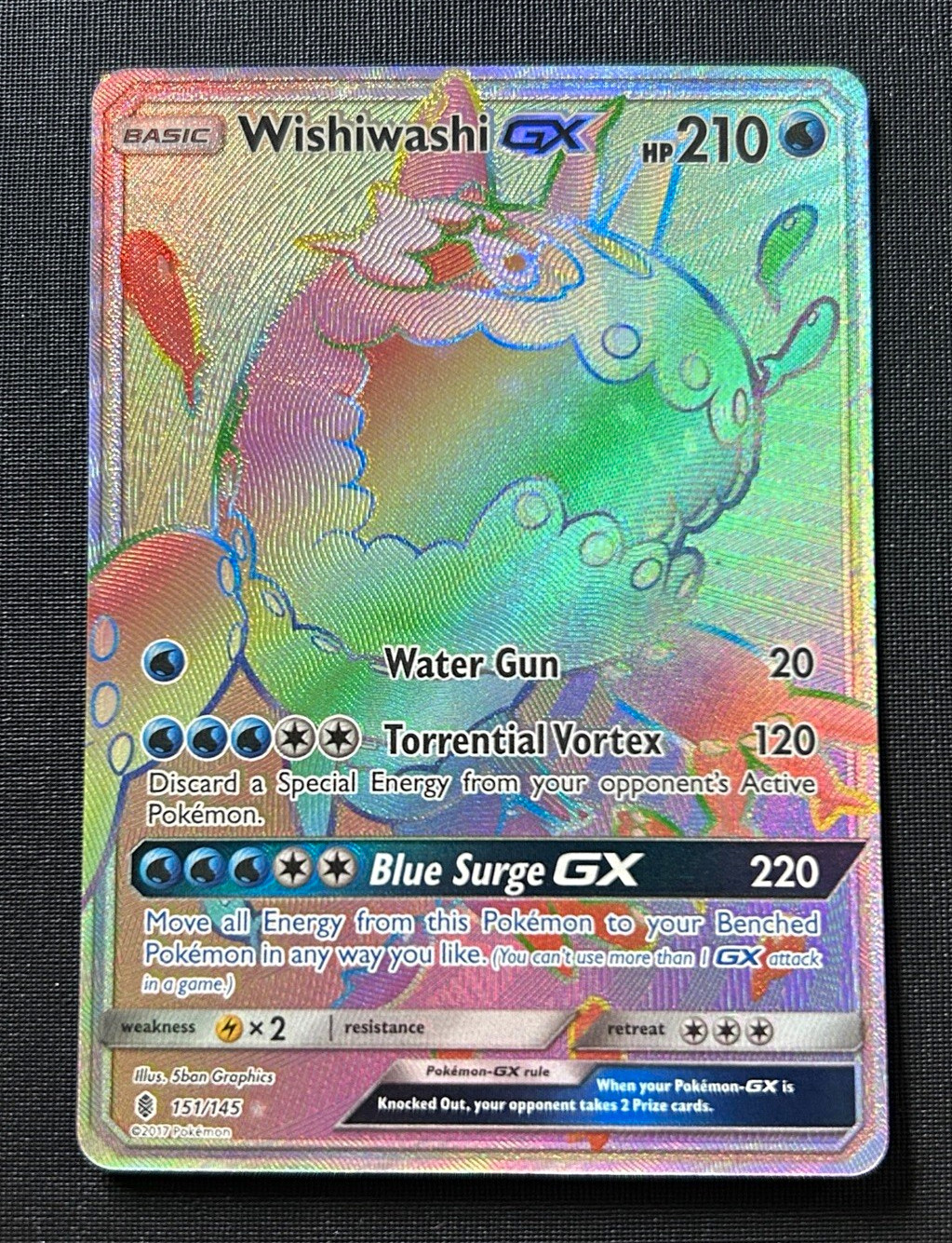 Pokemon 2017 Guardians Rising Wishiwashi GX 151/145 Secret Rare Holo Full Art