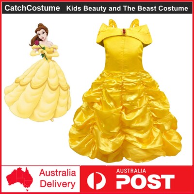 Belle Prinsessenjurk Voor Meisjes – Beauty And The Beast Kostuum, Geel, Off-shoulder, Met Accessoires, Voor Verjaardag En Halloween 2 miniatura