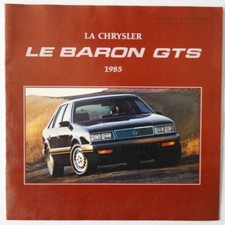 CHRYSLER Le BARON GTS 1985 dealer brochure catalog - French - Canada