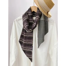 New Quality 30% Silk 70% Wool Two Face Print Hand Rolled Edges Scarf 16*150cm*