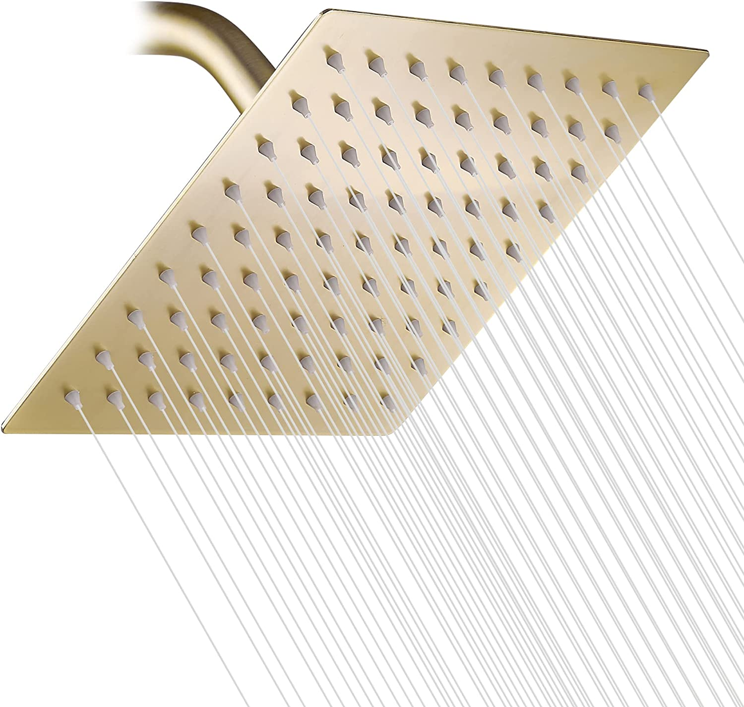 Brushed Gold Shower Head  8 Inch Square Rain Shower Head Stainless Steel Shower