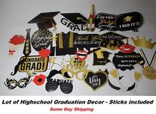 Graduation Black Red White Gold Decor Graduation Party Supplies High School