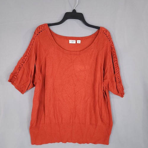 Cato Women's Pullover Blouse Short Sleeve Top Red-Orange Size 26/28W