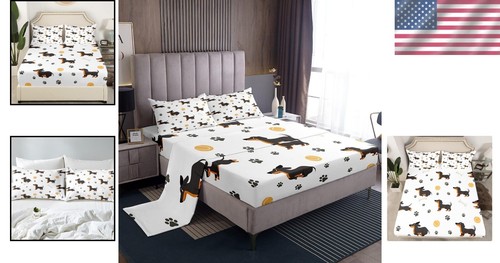 Adorable Dachshund Dog King Size Bedding Set - Soft Microfiber with Animal Print - Picture 2 of 6