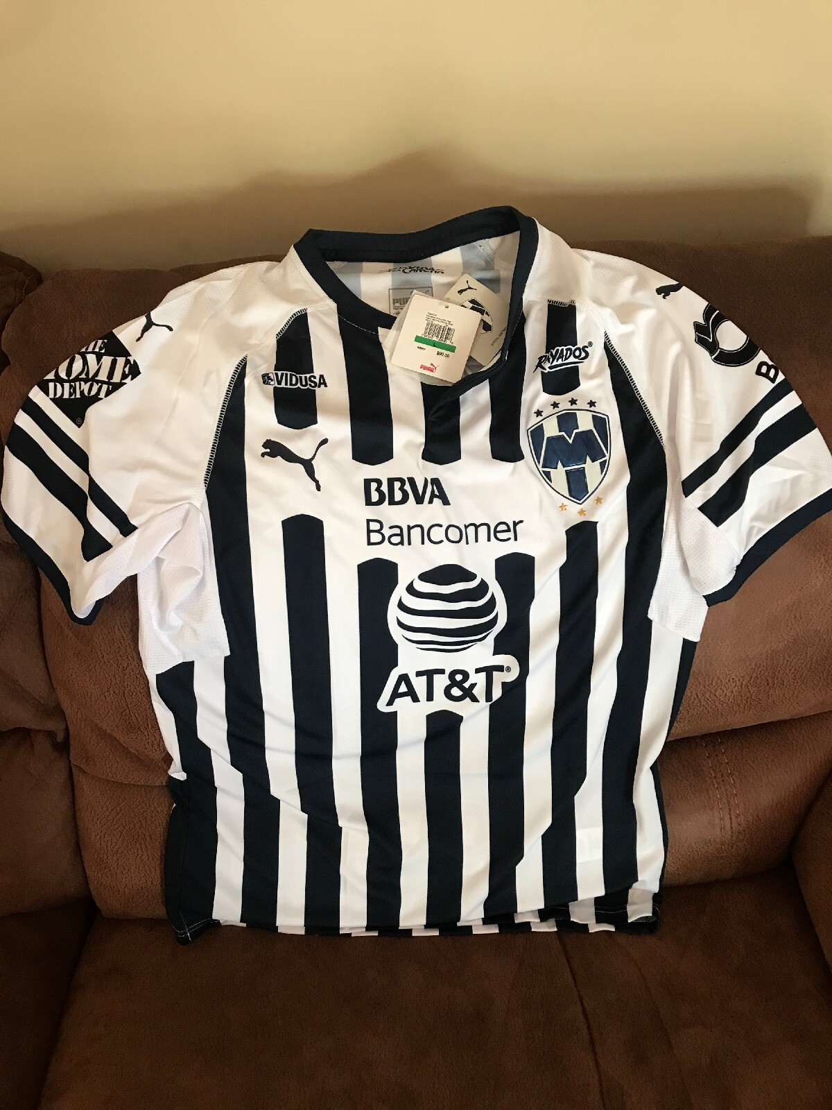 Puma RAYADOS de Monterey soccer/futbol Home Jersey Navy/white NWT  Size L Mens