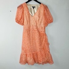 Express Size Small Chiffon Pink Peach Ruffle Puff Sleeve Mini Dress