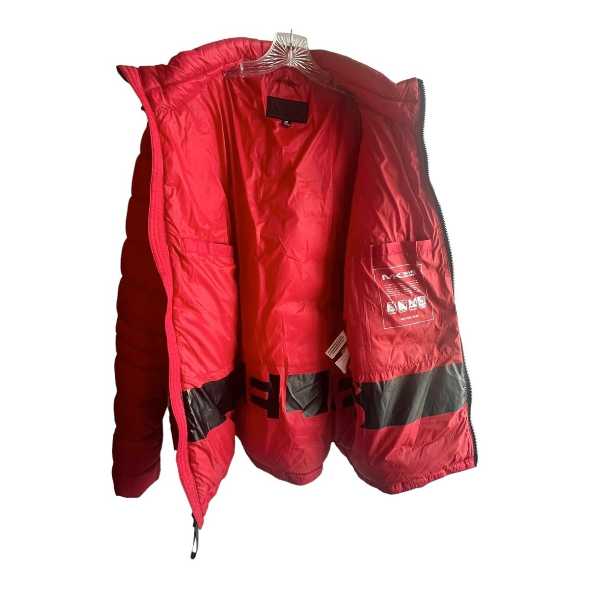 Michael Kors Blackfin Puffer Jacket Men's XXL Red Quilted Nylon