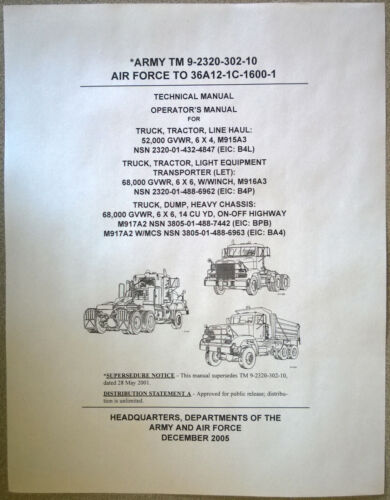 Army Military TM Manuals LET Line Haul Tractor Dump Concrete Trucks M915 M916 - Picture 5 of 11