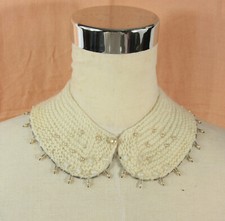 Vintage Baar  Beards Top Hit Faux Pearl Beaded Angora Wool Collar Choker 1950s