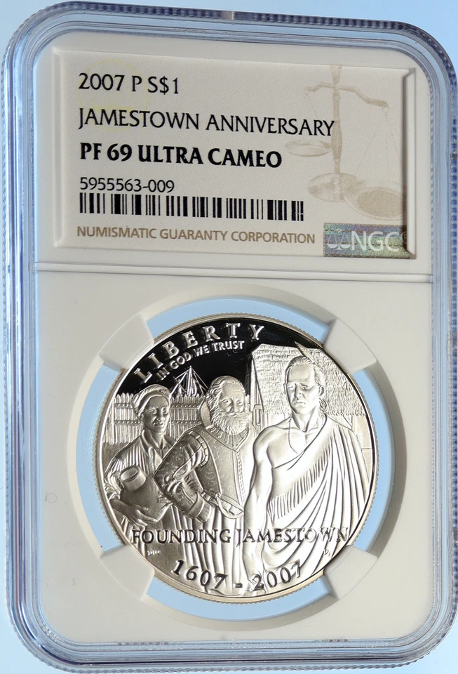 2007 P UNITED STATES US Jamestown 400YR OLD Proof SILVER Dollar Coin NGC i97845 - Image 3 of 4
