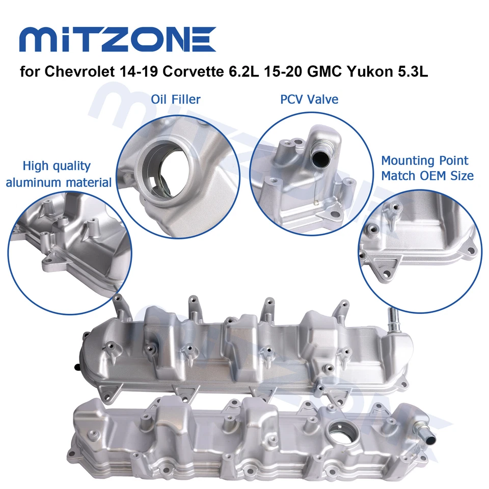 Valve Cover Kits w/gasket for Chevrolet 14-19 Corvette 6.2L 15-20 GMC Yukon 5.3L - Image 4 of 4