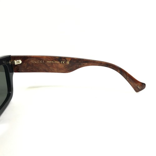 Gucci Sunglasses GG1301S 001 Shiny Black Brown Frames with Gray Lenses 55-19-145 - Picture 9 of 14