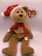 TY Beanie Baby 1997 HOLIDAY TEDDY Christmas Bear - Santa Hat PVC RARE MINT VTG
