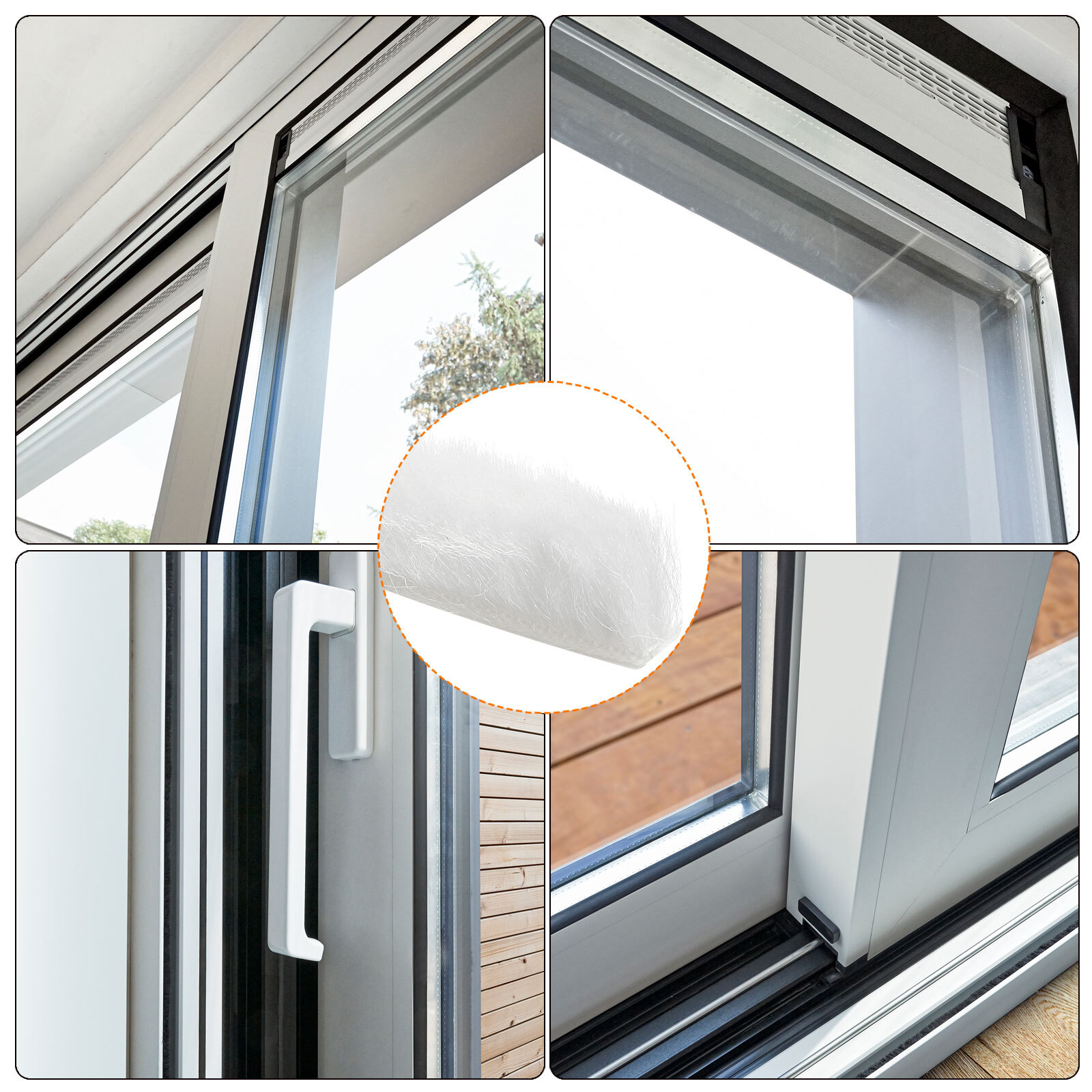 Self Adhesive Brush Seal Weather Stripping 7/8" x 3/8" x 16.4ft, White