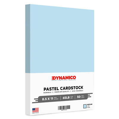 Blue Pastel Color Cardstock Paper, 67lb Vellum Bristol, 8.5 x 11, 50 Sheets