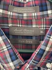 DANIEL CREMIEUX Men's Shirt Size XL Plaid Red Gray Blue Front Pocket Button Down
