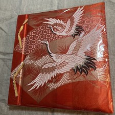 Vintage Japanese Asian Metallic Red Gold Covered Photo Album Cranes Tommy