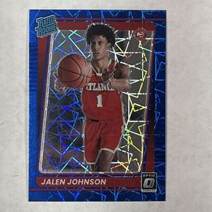 2021-22 Panini Donruss Optic Jalen Johnson #181 Rated Rookie Blue Velocity RC
