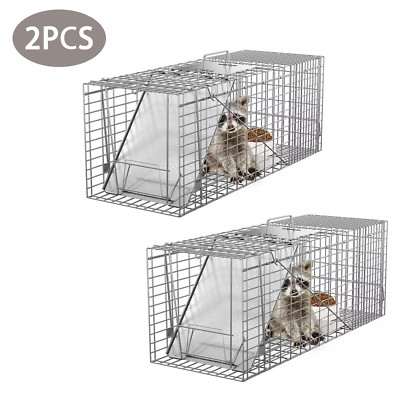 2X Humane Animal Trap Steel Cage 32'' for Live Rodent Control Rat Squirrel Raccon