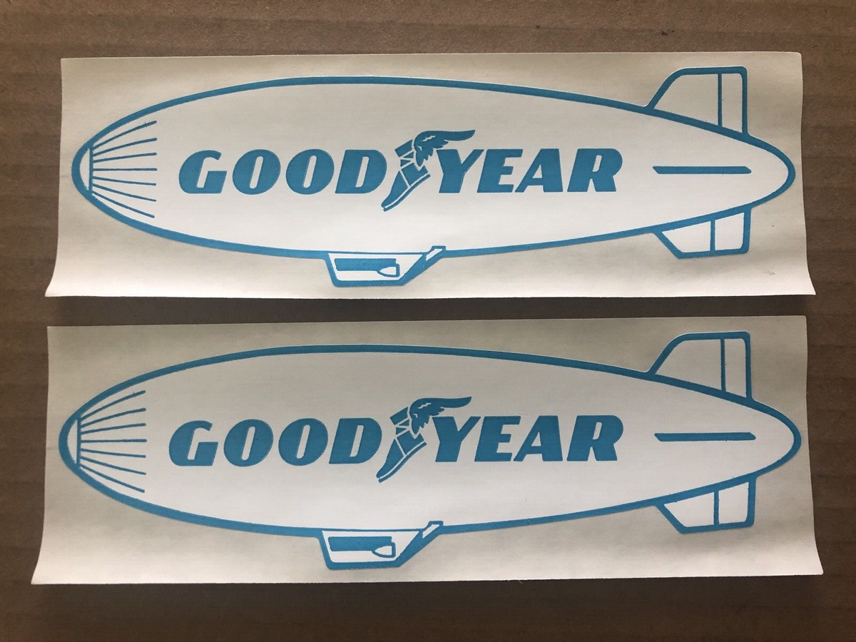 Vintage GOODYEAR Wing Foot Blimp Dirigible Stickers 2pcs