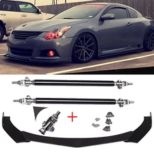 For Nissan Altima S Front Bumper Lip Spoiler /Splitter Strut Rods Glossy