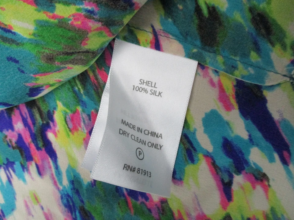 Cárdigan Tracy Reese Mujer Pequeño Abstracto Azul Frente Abierto Chaqueta 100% Seda Foto 4 de 4